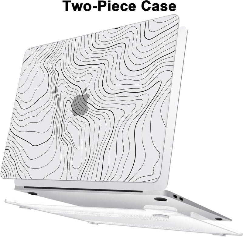 AKIT Compatible with MacBook Air 13 Inch Case M1 2022 2020 2019 2018 A2337 A2179 A1932, Unique Pattern Hard Shell Laptop Case+Screen Protector+Keyboard Cover for MacBook Air 13.3 Inch, Contour Line - Image 5